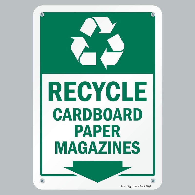 SmartSign - S2-0372-PL-07x10-RR "Recycle - Cardboard Paper Magazines" Sign with Down Arrow | 7" x 10" Plastic - Image 3